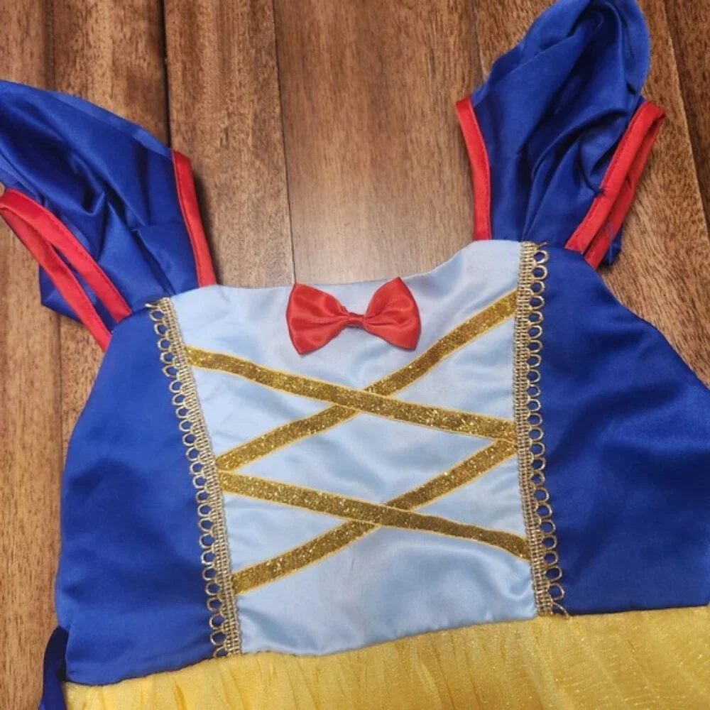 Snow White Princess Dress Costume Blue Yellow Tulle Gold Glitter Girls Size 130‎